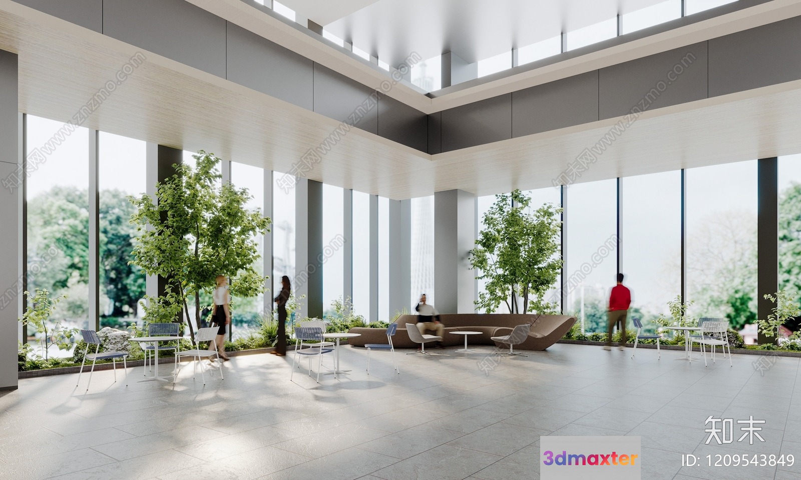 A Modern Office Lobby 3D Model - 2408 - VRAY Render