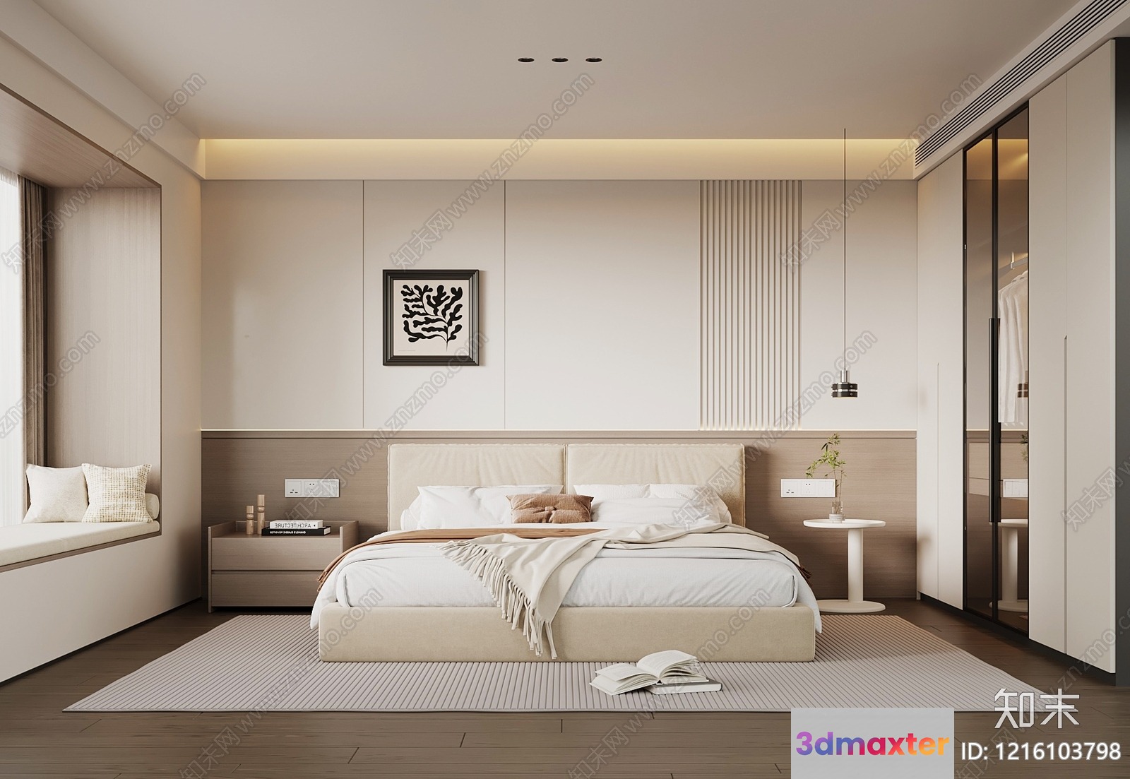 Cozy Modern Bedroom 3D Model - 10194 - VRAY Render