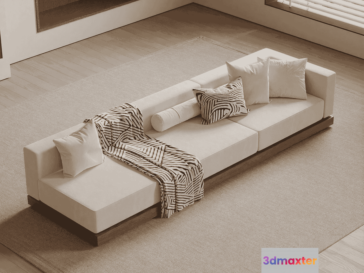 Modern White Sofa 3D Model - 16528 - VRAY Render