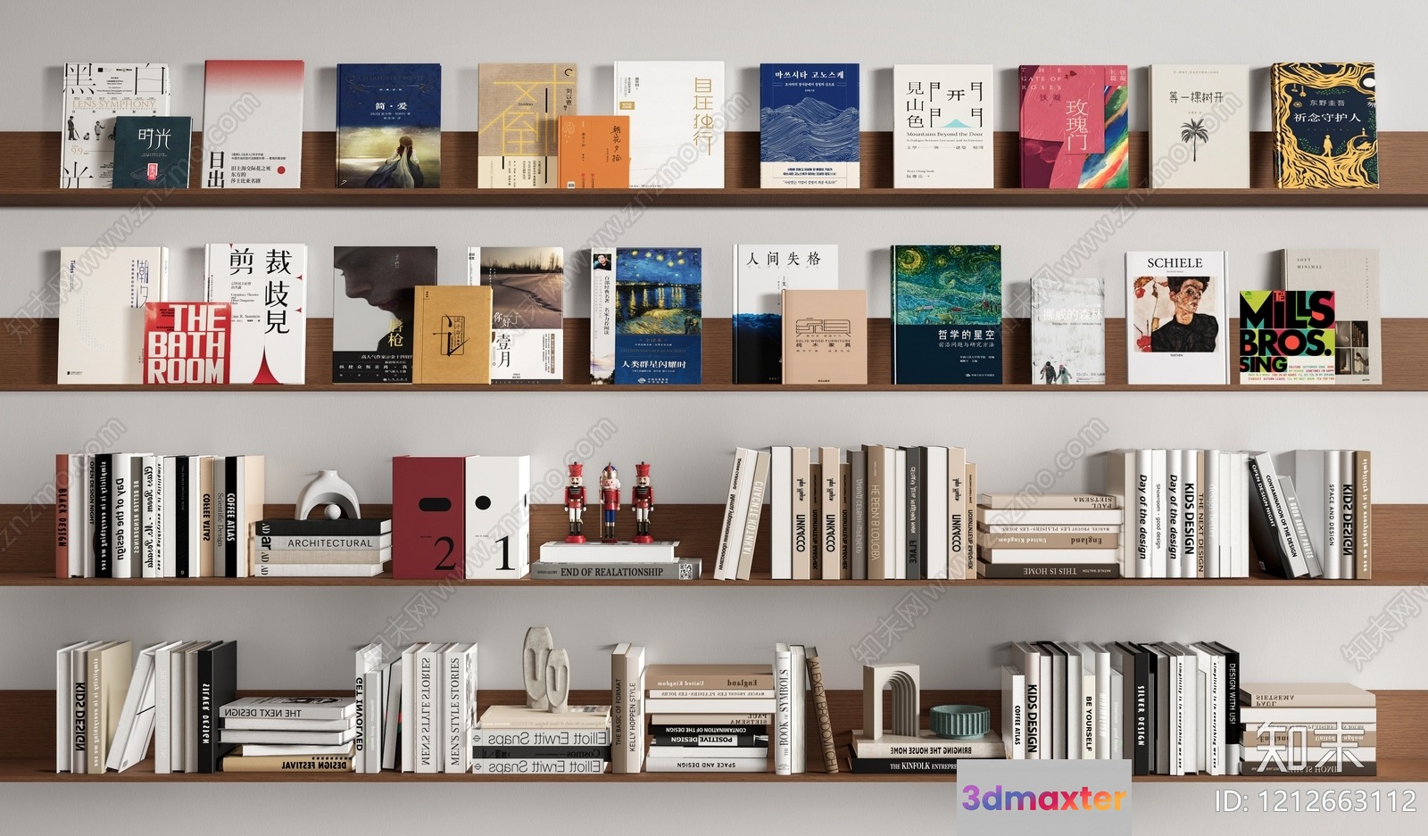 Bookshelves With Books 3D Model - 1106 - VRAY Render