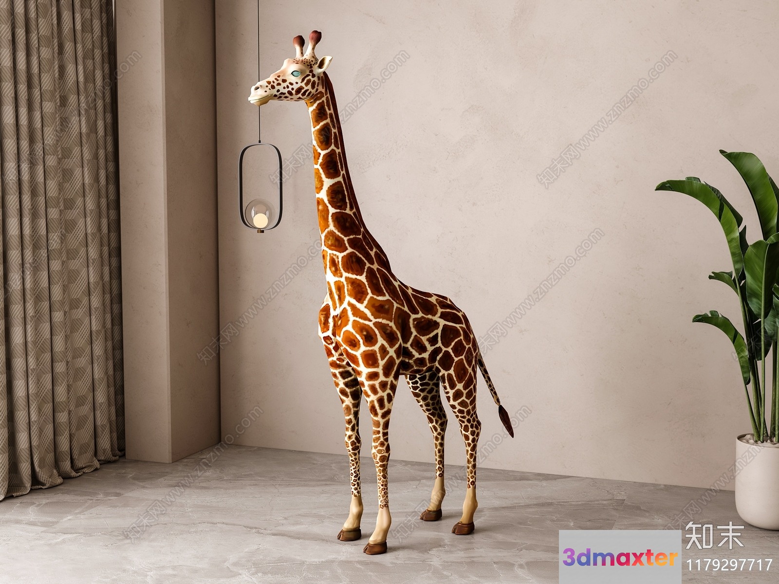 A Giraffe In A Modern Room 3D Model - 10315 - VRAY Render