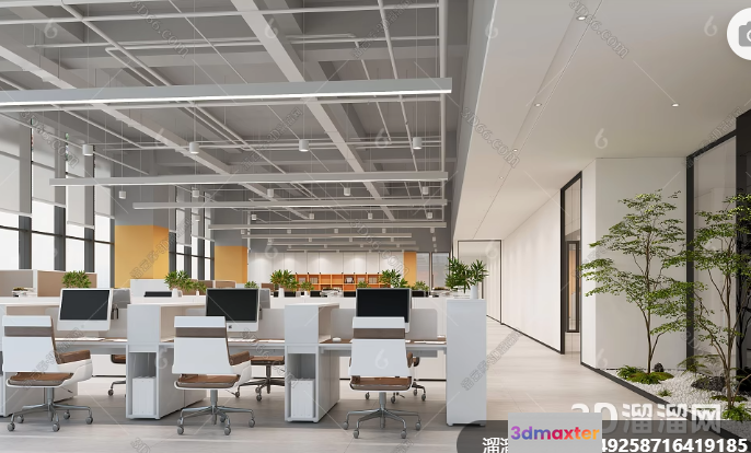 Modern Office Space 3D Model - 16488 - VRAY Render