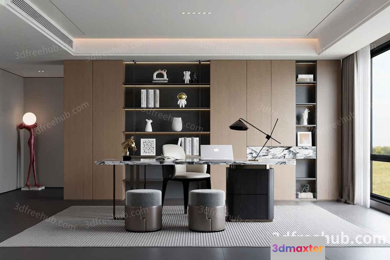Modern Office Space 3D Model - 19545 - VRAY Render