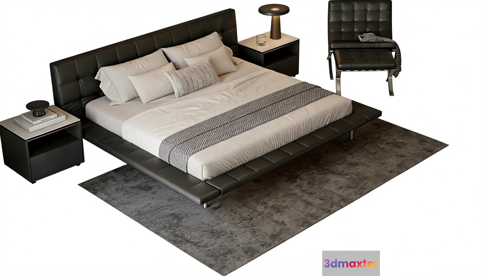 Modern Dark Bedroom 3D Model - 23513 - VRAY Render