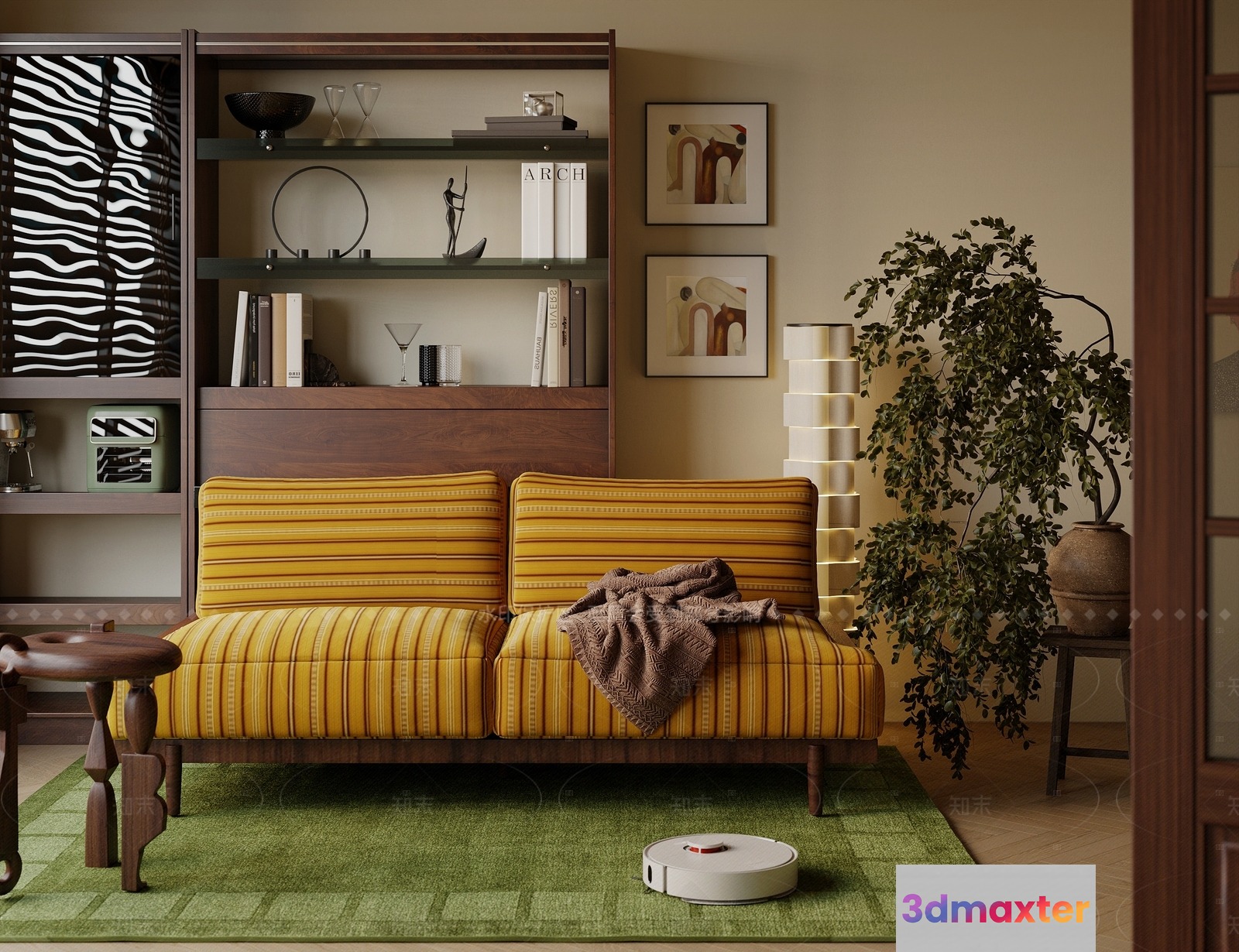 Mid-Century Modern Sofa 3D Model - 1358 - VRAY Render