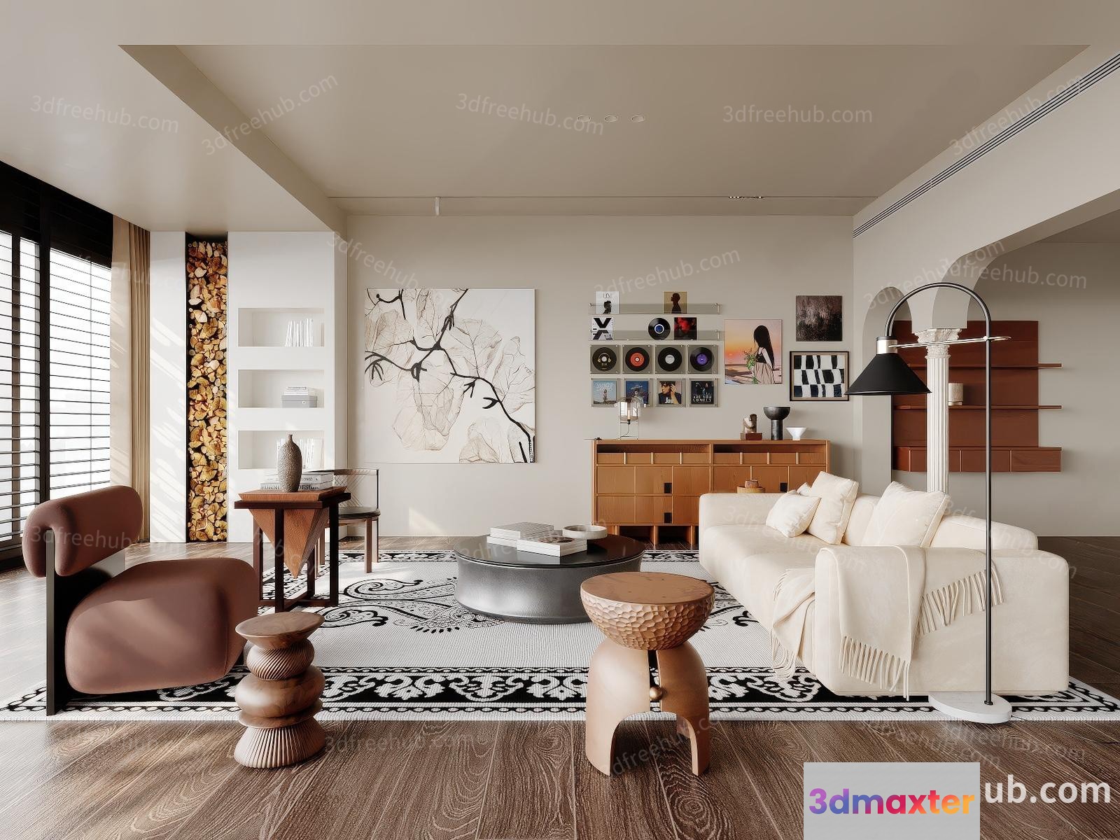 Modern Living Room 3D Model - 20864 - VRAY Render