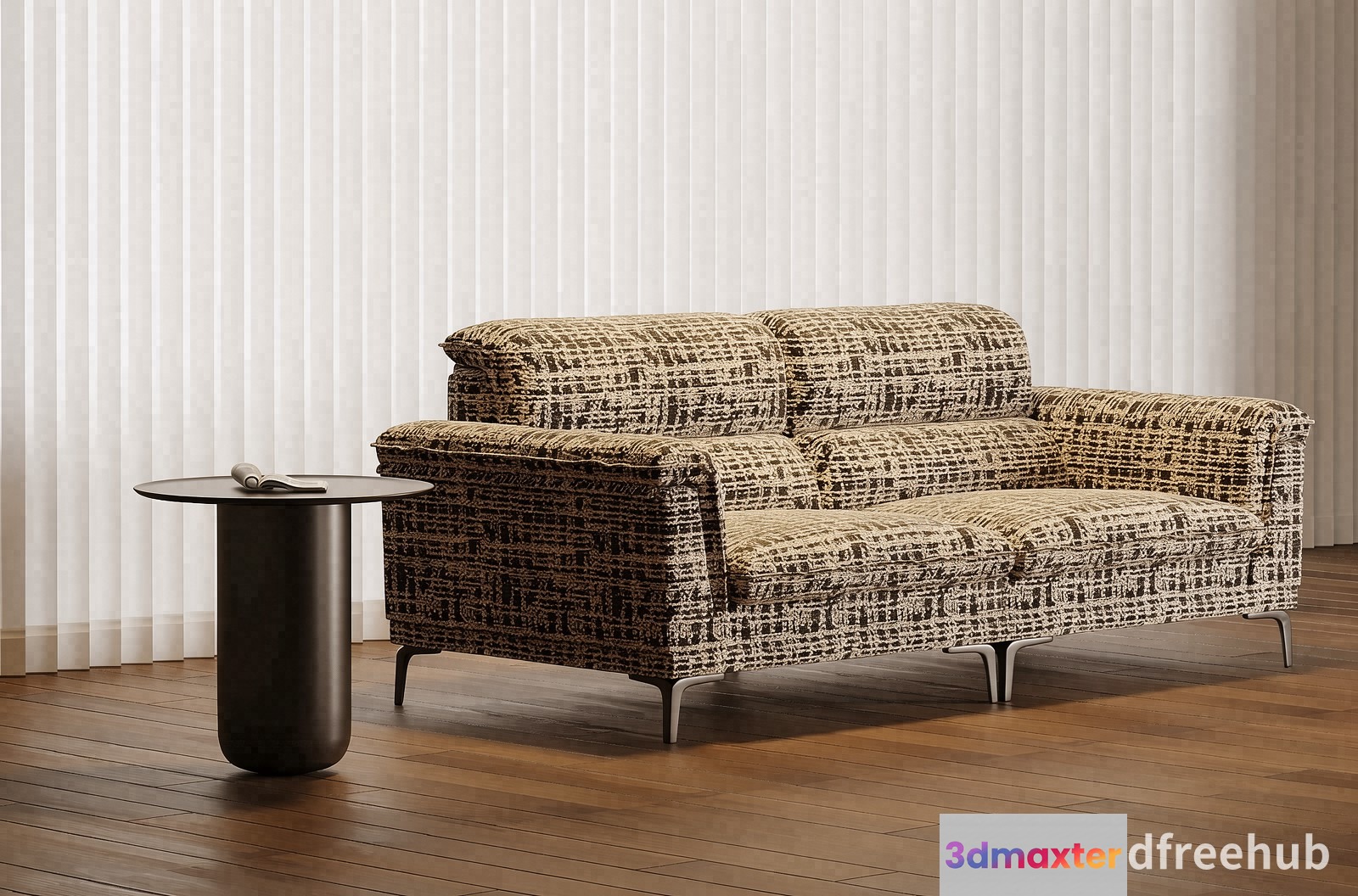 A Modern Couch With A Unique Pattern 3D Model - 22906 - VRAY Render