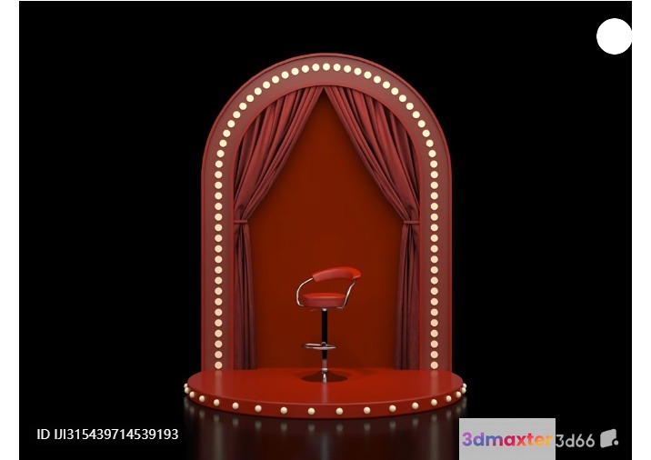 A Red Stage With A Single Chair 3D Model - 8346 - VRAY Render