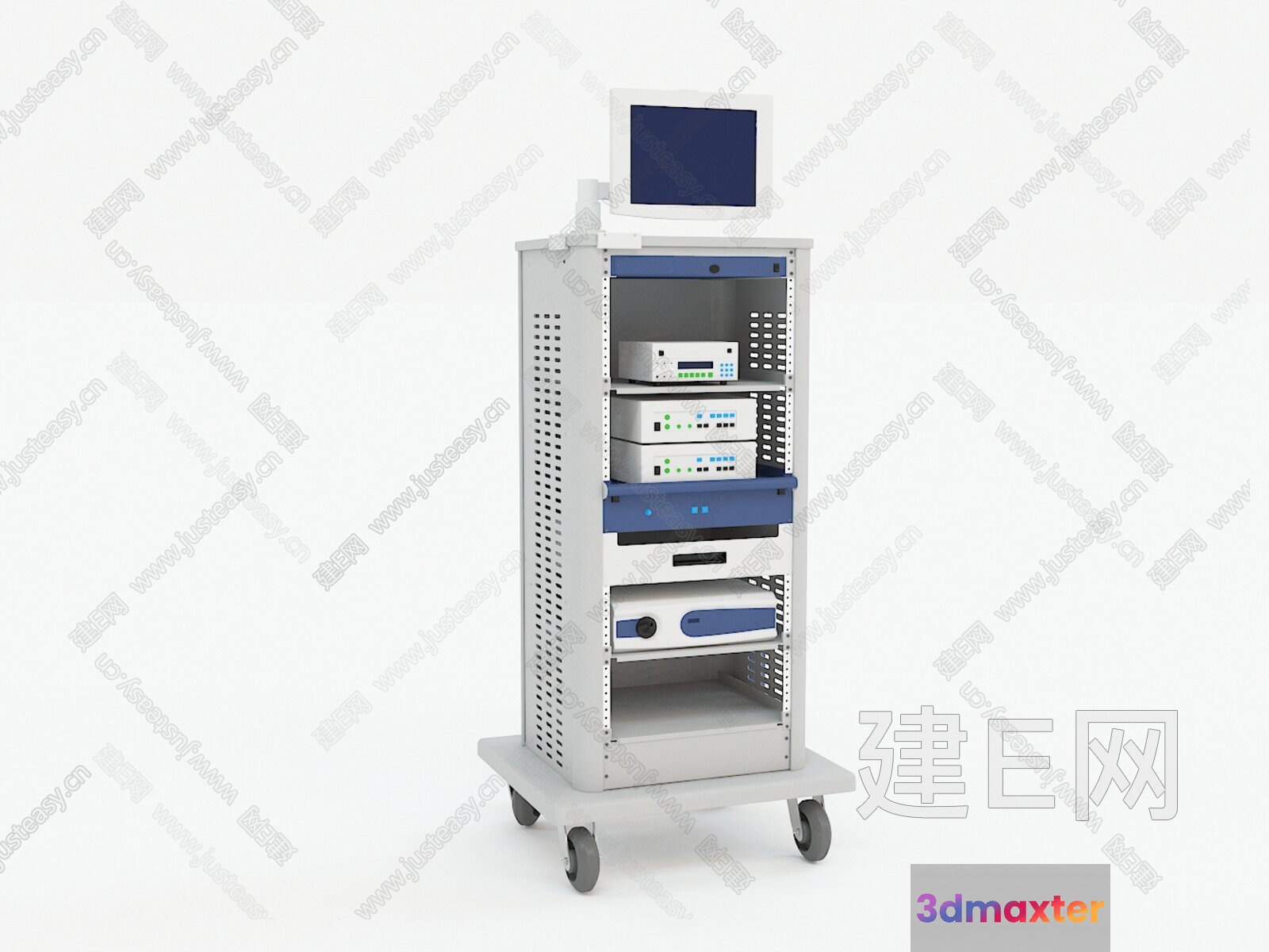 A Computer Server Cart With Wheels 3D Model - 21060 - VRAY Render