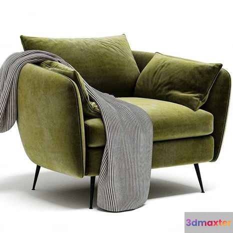Green Velvet Chair 3D Model - 2068 - CORONA Render