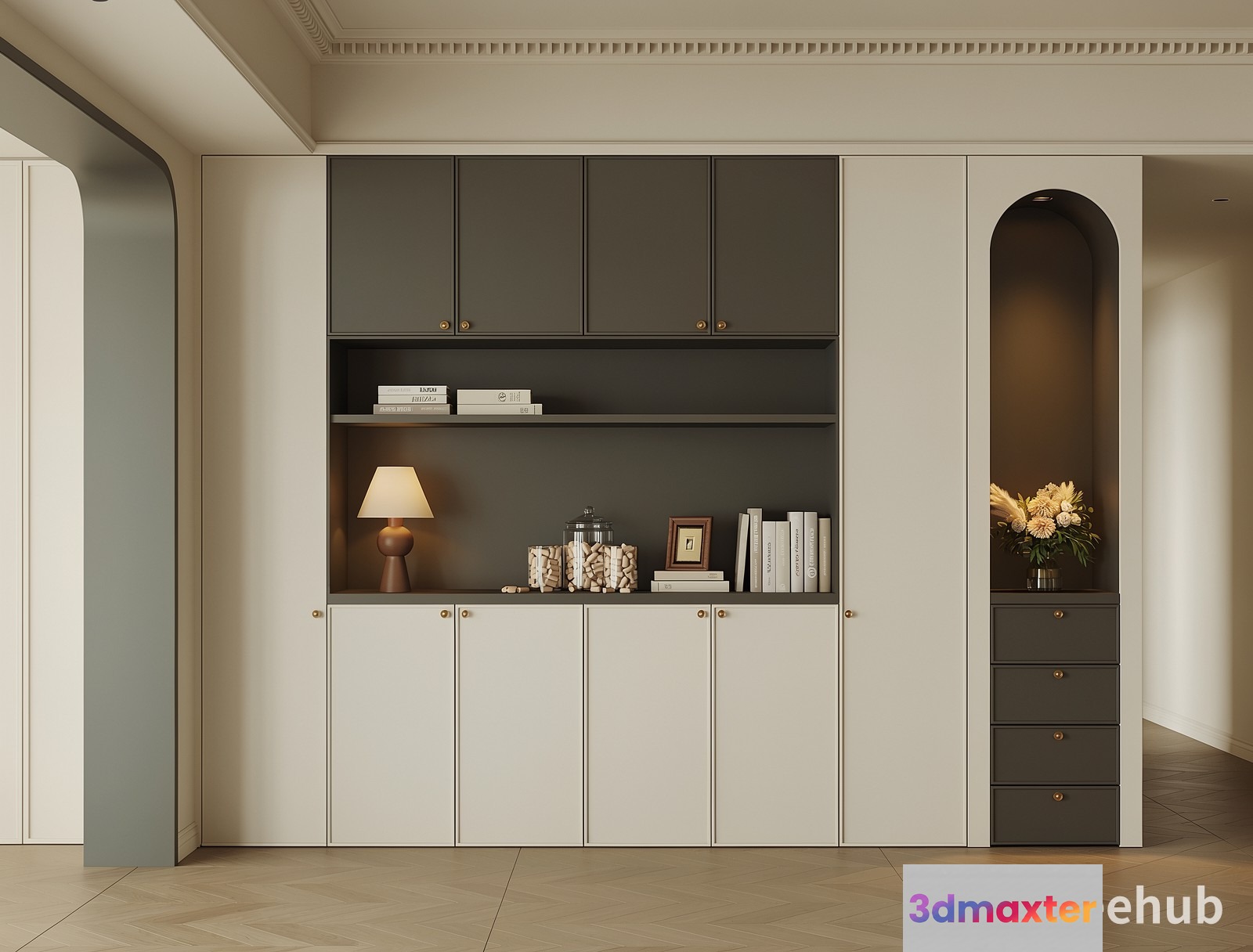 Modern White And Gray Cabinet 3D Model - 18337 - VRAY Render