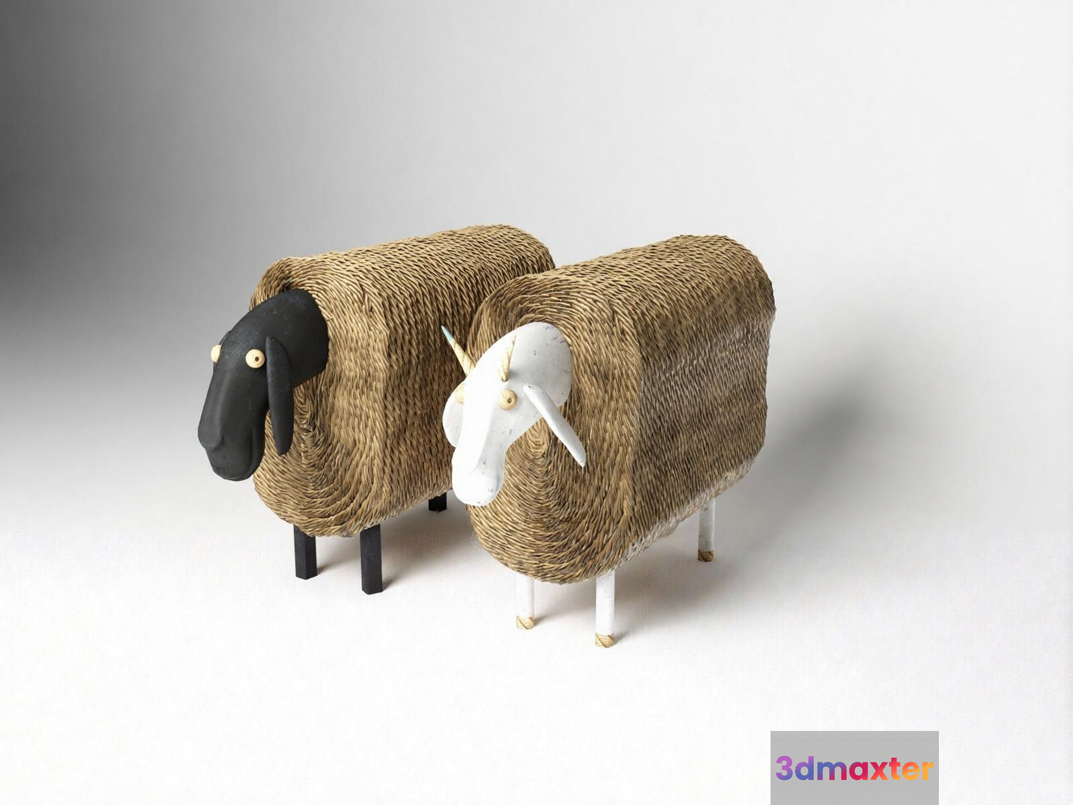 Two Sheep Made Of Straw 3D Model - 7359 - VRAY Render