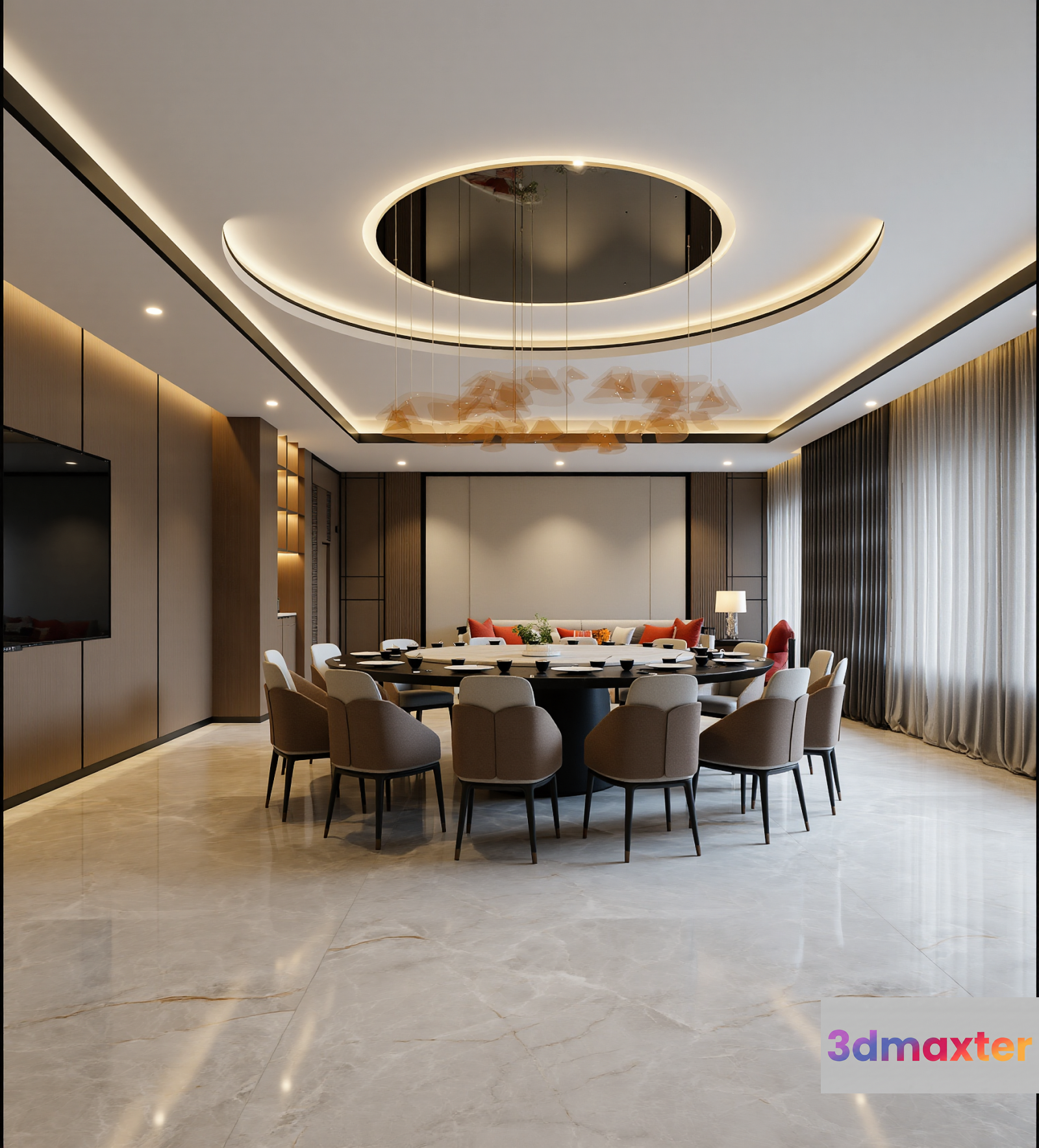Modern Dining Room 3D Model - 22830 - VRAY Render