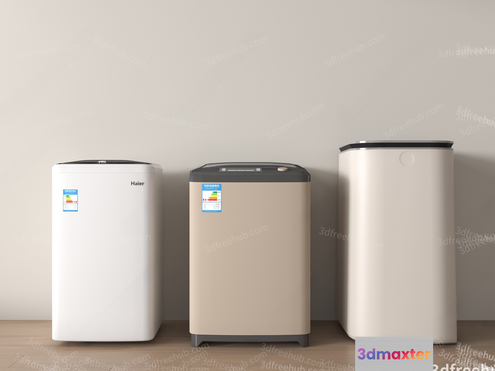Three Washing Machines 3D Model - 22588 - VRAY Render