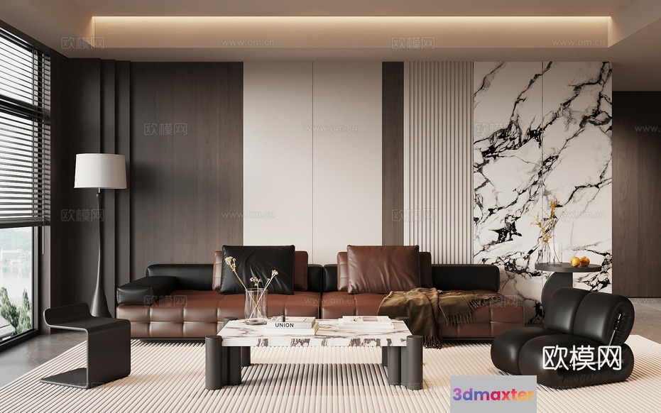 Modern Living Room 3D Model - 9161 - VRAY Render