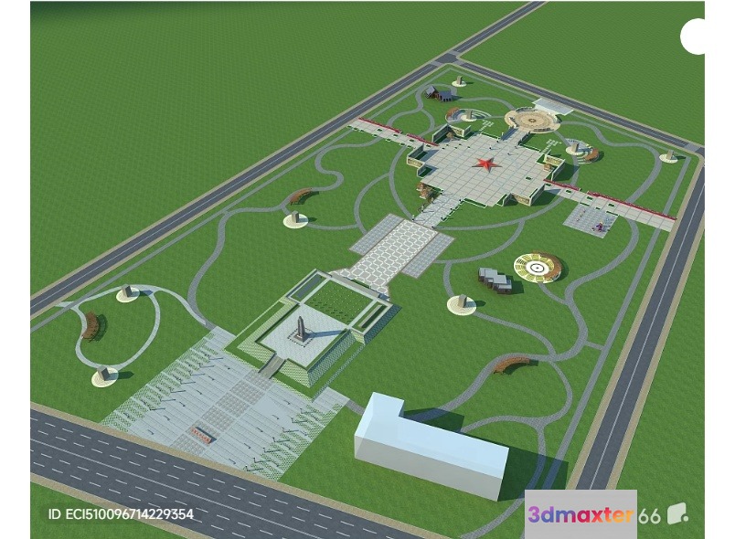 A 3D Architectural Model Of A Building Or Structure 3D Model - 2093 - VRAY Render