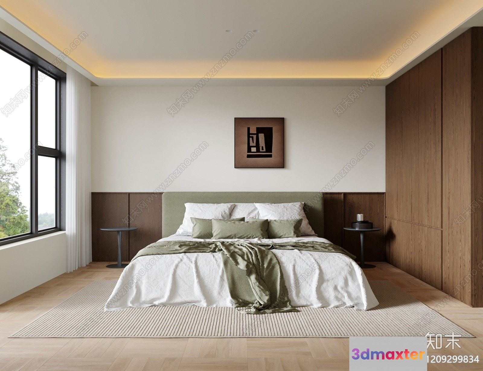 Modern Minimalist Bedroom 3D Model - 1689 - VRAY Render