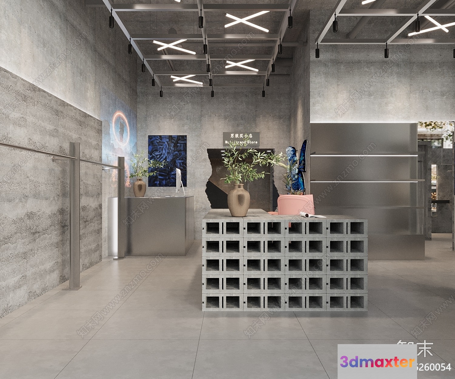 Modern Concrete Interior 3D Model - 15081 - VRAY Render