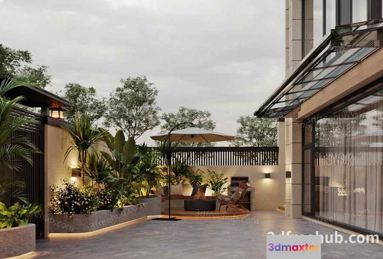 Cozy Outdoor Patio 3D Model - 19659 - VRAY Render