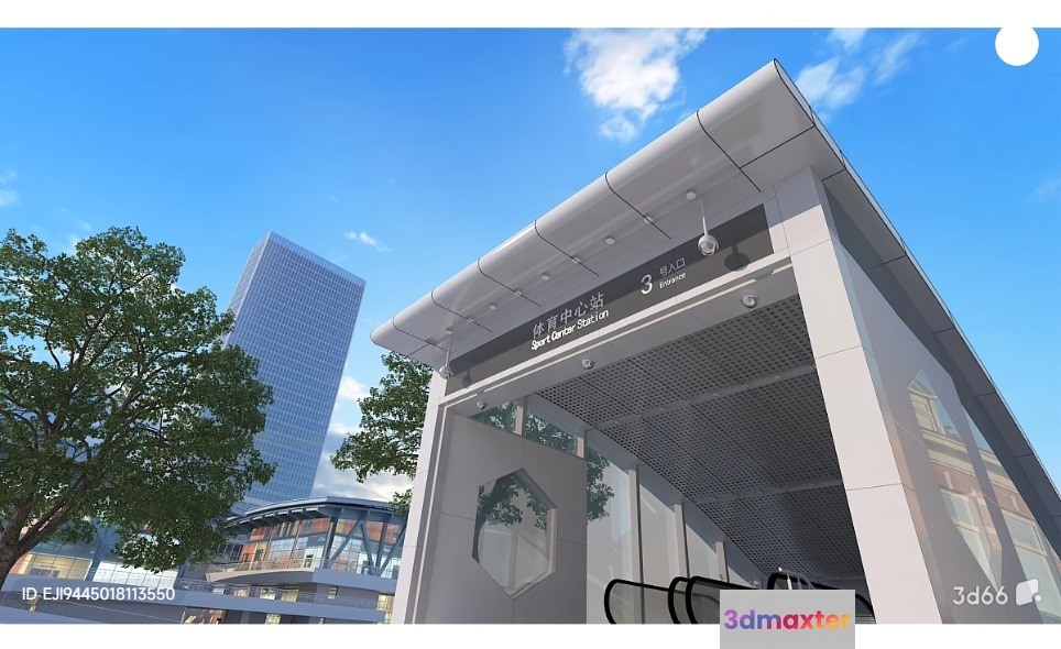 A Modern Bus Stop 3D Model - 8475 - VRAY Render