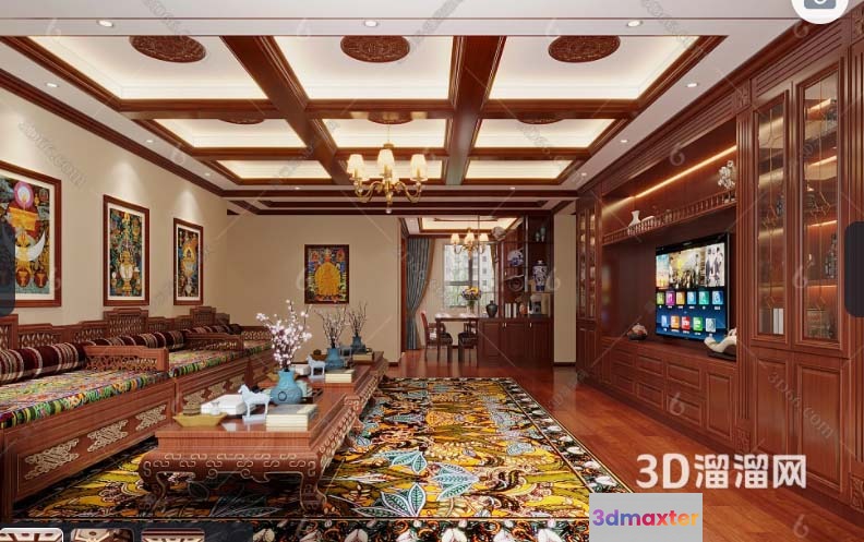 Modern Living Room 3D Model - 4476 - VRAY Render