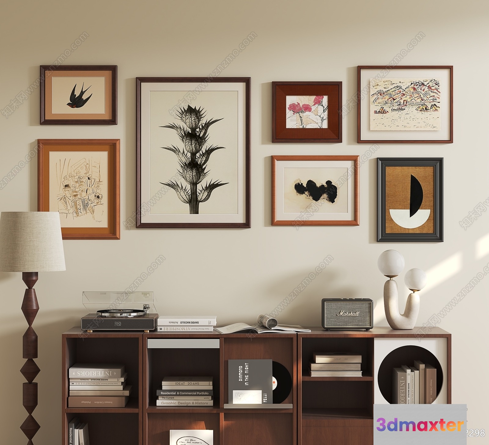 Mid-Century Modern Decor 3D Model - 6379 - VRAY Render