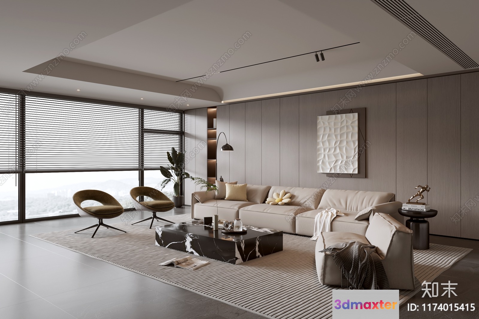 Modern Living Room 3D Model - 22522 - VRAY Render