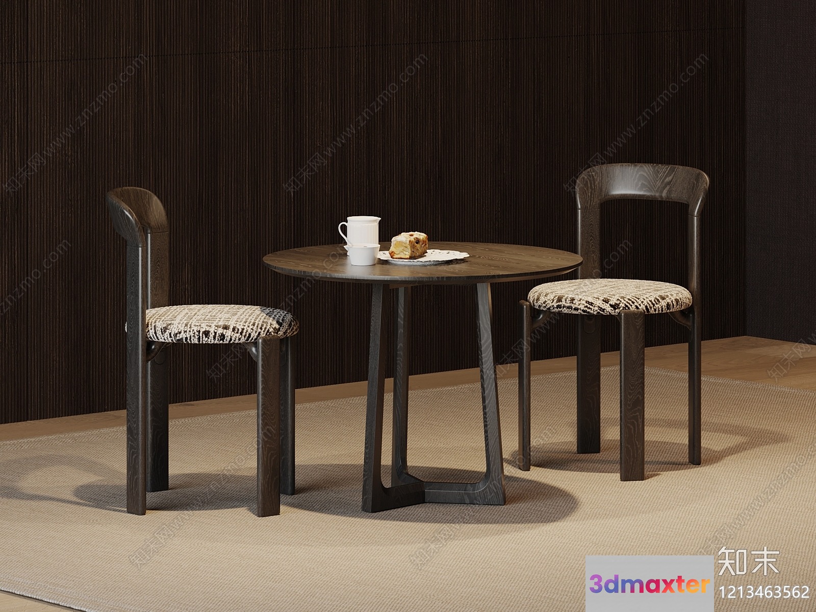 A Small Table And Chairs 3D Model - 3600 - VRAY Render