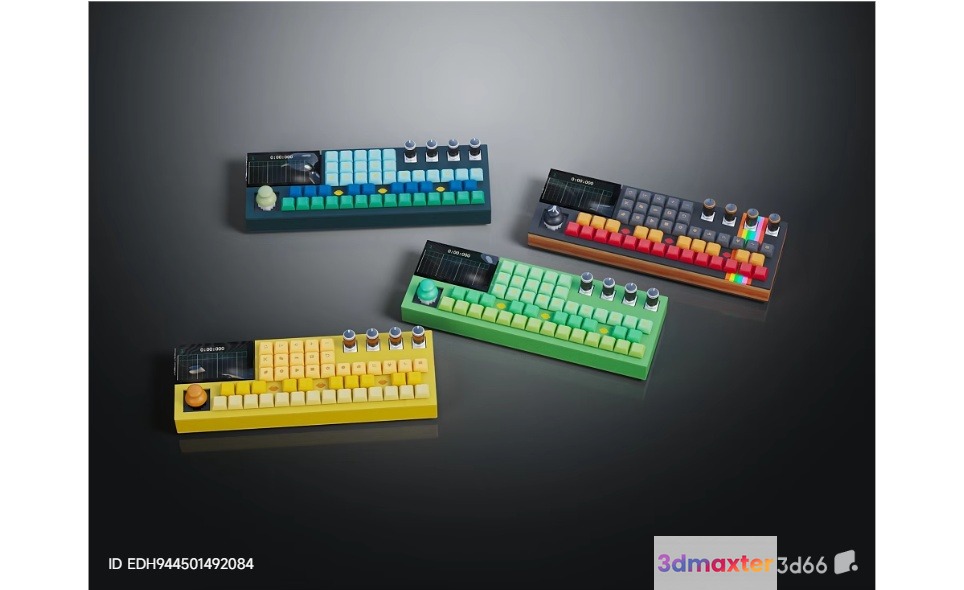 A Collection Of Colorful Keyboards 3D Model - 8246 - VRAY Render