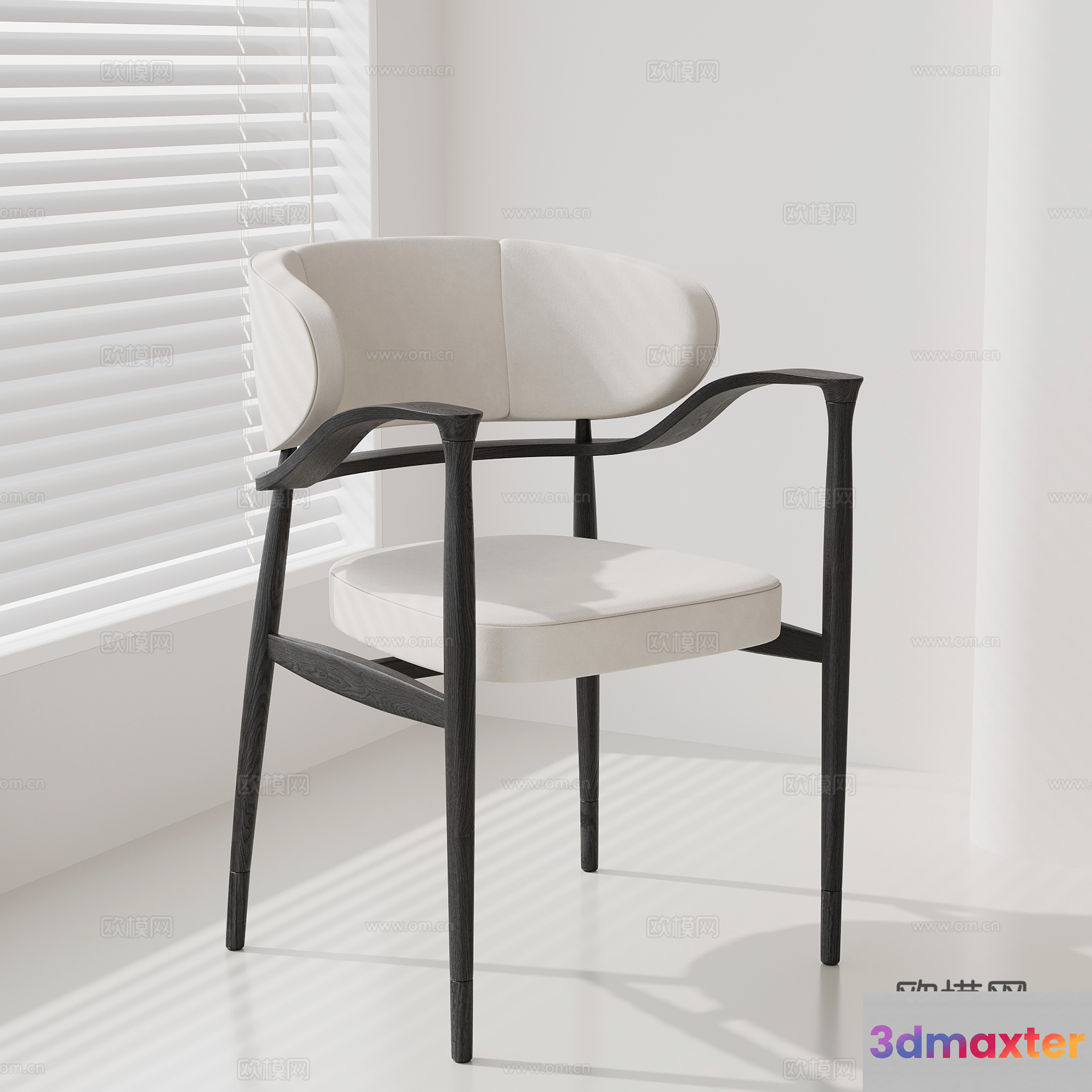 A White Chair With Black Legs 3D Model - 18488 - VRAY Render