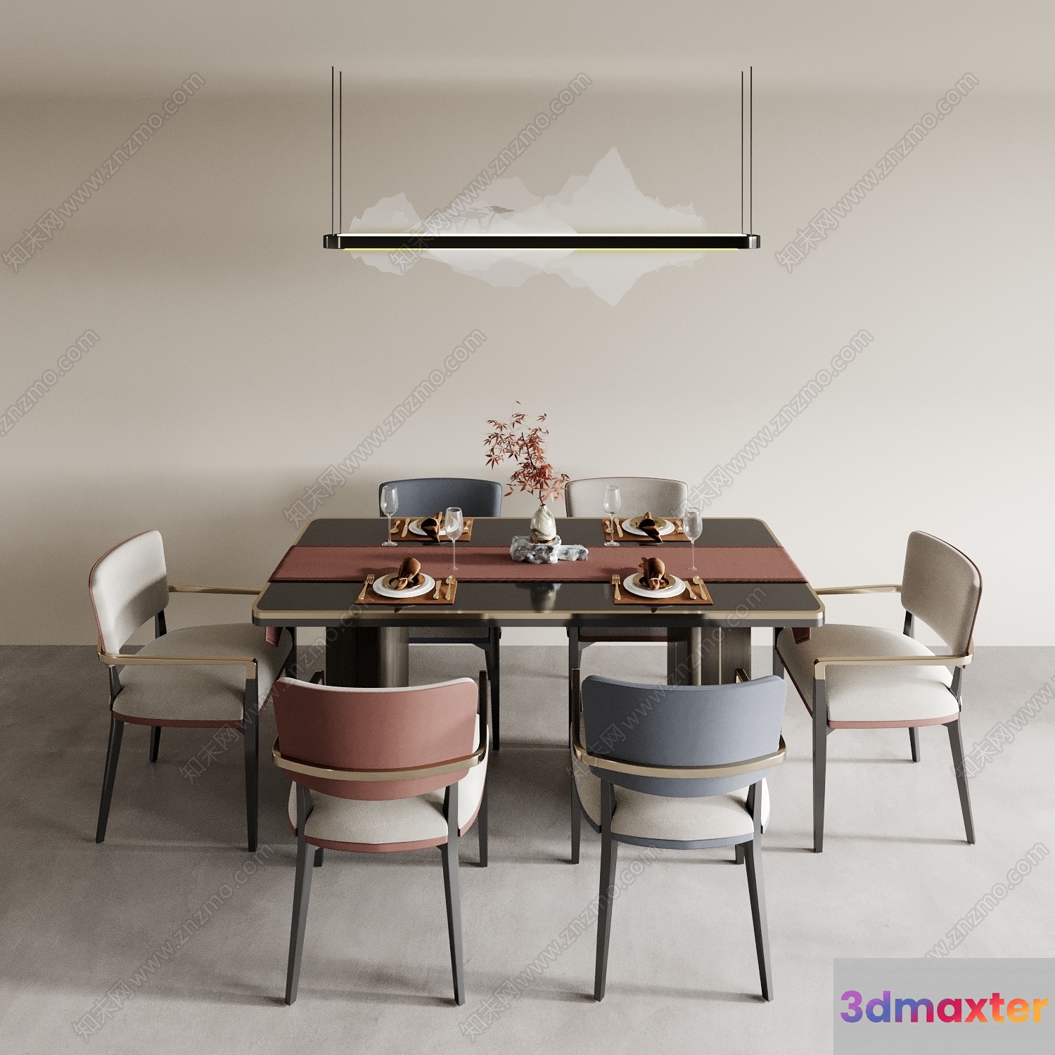 Modern Dining Table 3D Model - 2466 - CORONA Render