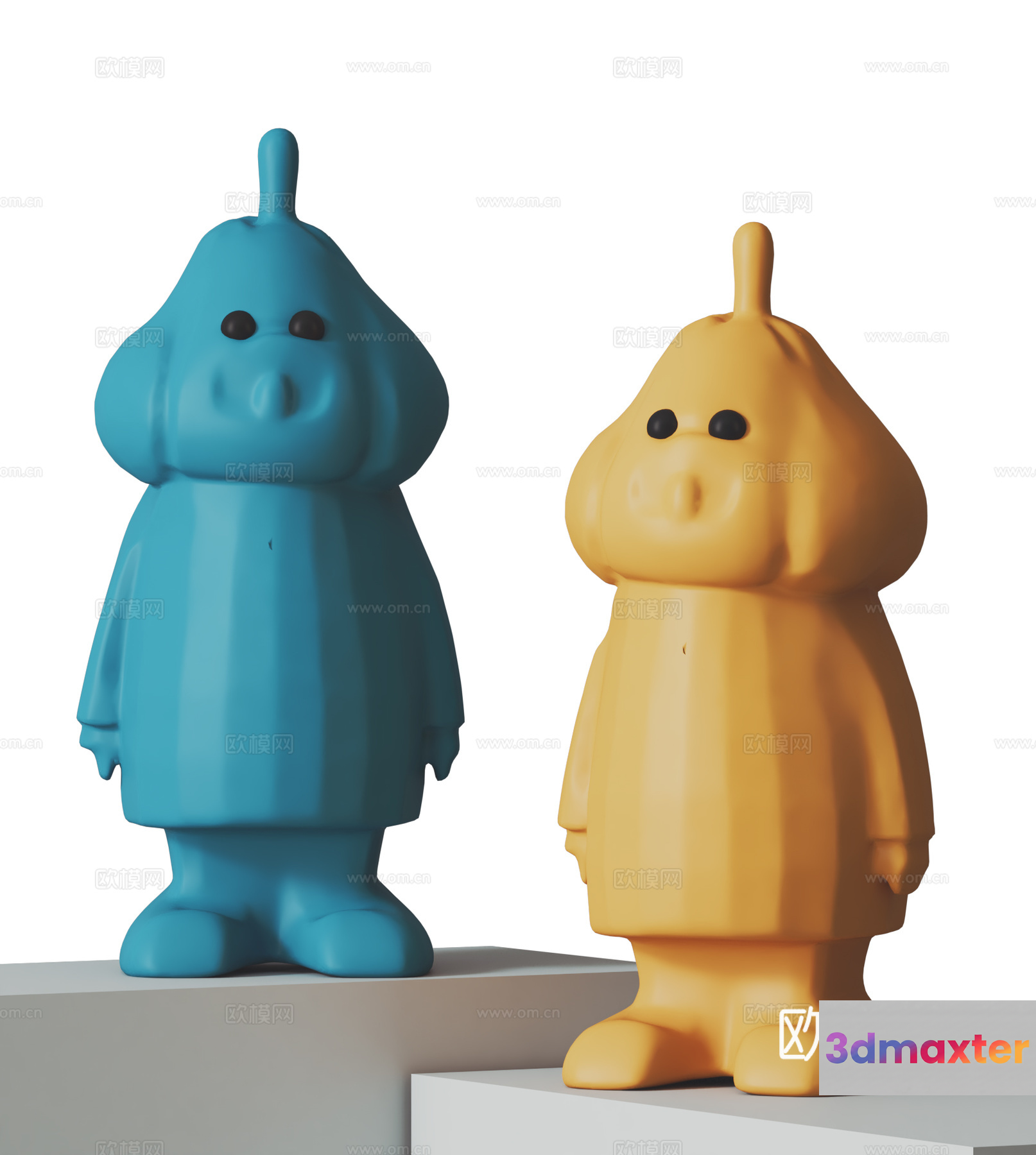 Two Cartoon Figures 3D Model - 17381 - VRAY Render