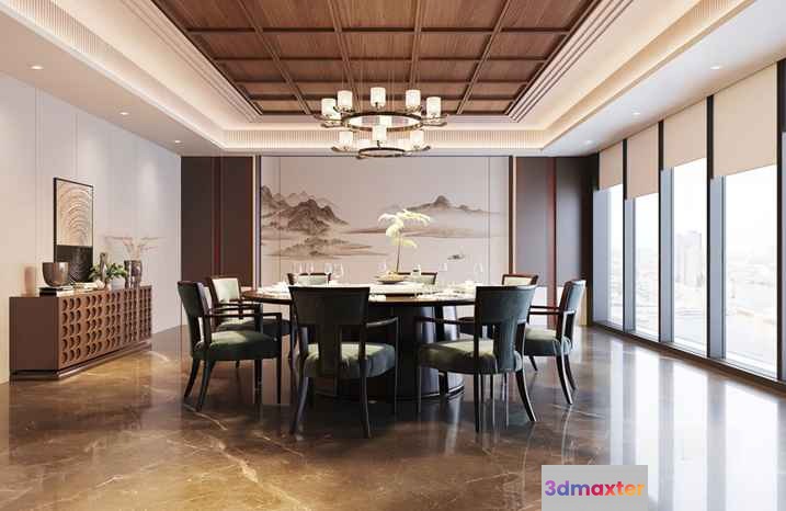 A Formal Dining Room 3D Model - 5679 - VRAY Render