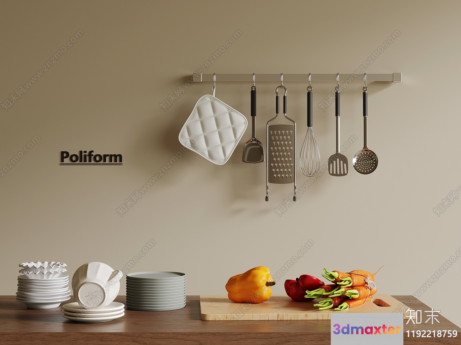 A Kitchen Utensil Set 3D Model - 3693 - VRAY Render