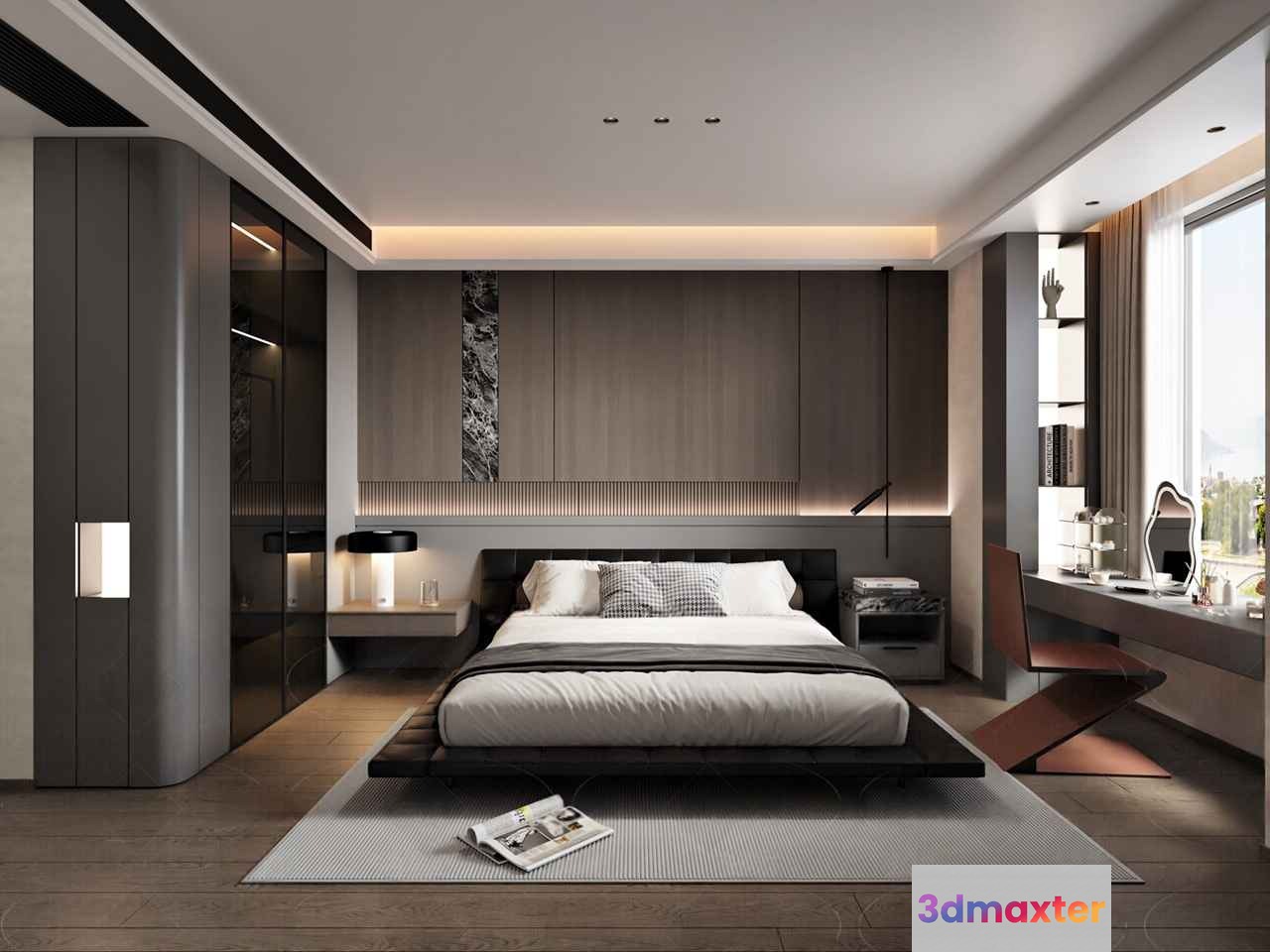 Modern Master Bedroom 3D Model - 5326 - VRAY Render