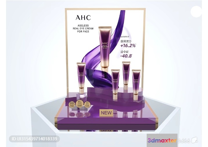 The Single Main Subject Is A Purple And Gold Display For Ahc Ageless 3D Model - 1377 - VRAY Render