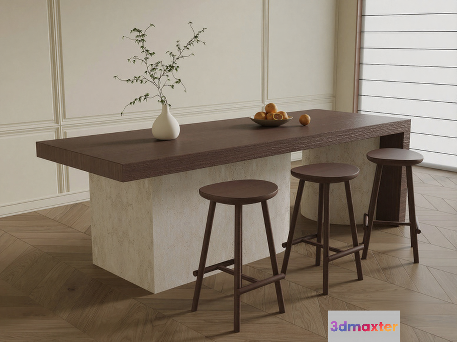 Modern Kitchen Island 3D Model - 14610 - VRAY Render
