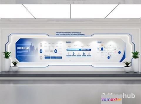 A White Wall With Blue Writing 3D Model - 21512 - VRAY Render