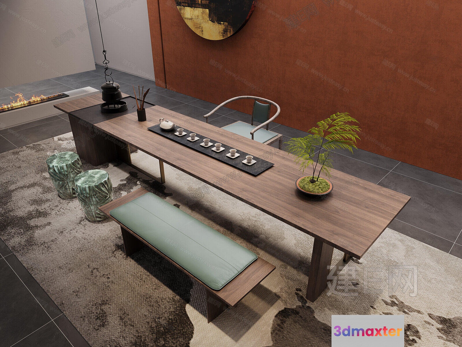 Modern Japanese Dining Room 3D Model - 18804 - VRAY Render