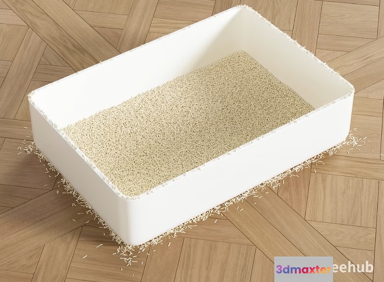 White Litter Box 3D Model - 19003 - VRAY Render