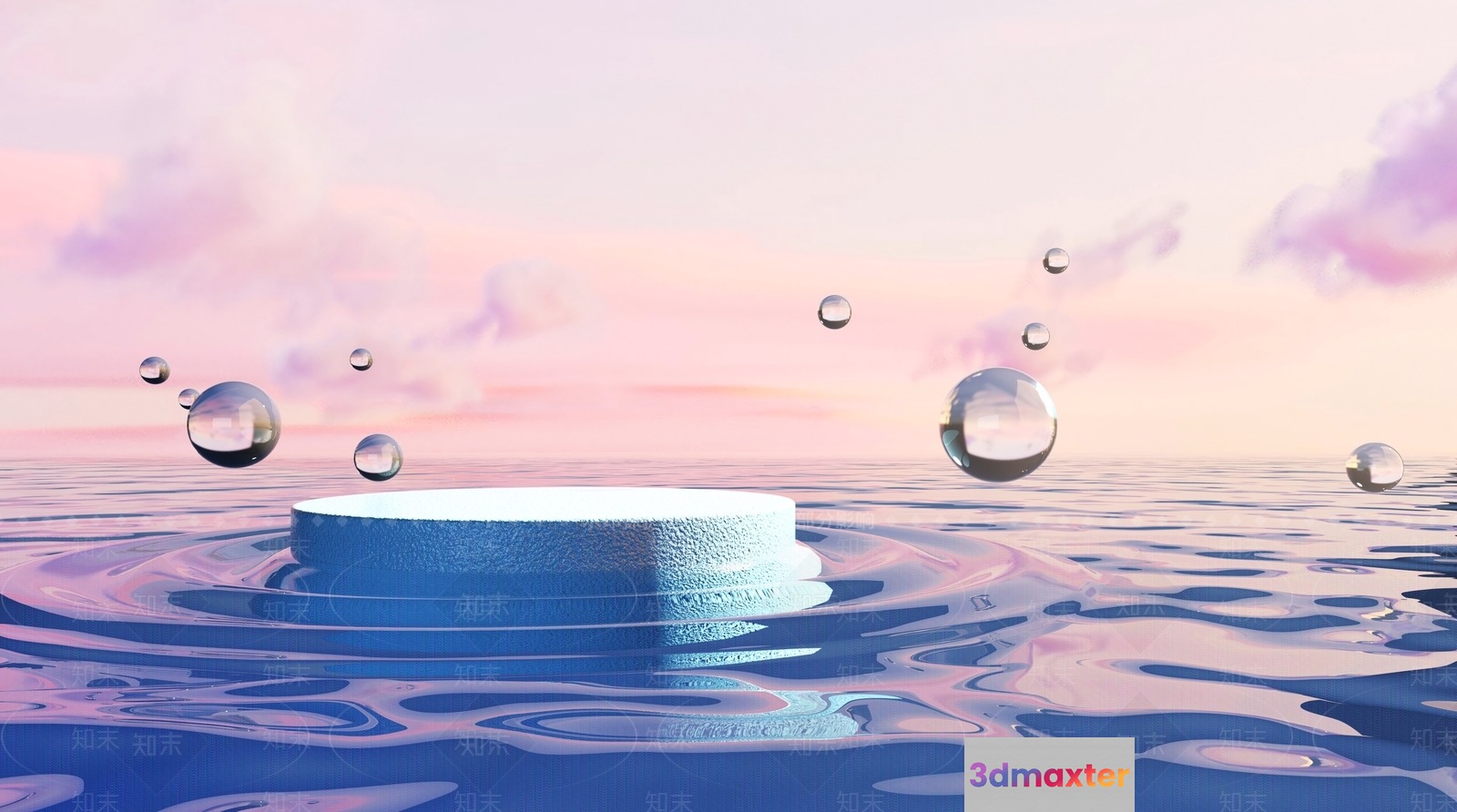 A Blue Platform In Water 3D Model - 20744 - VRAY Render