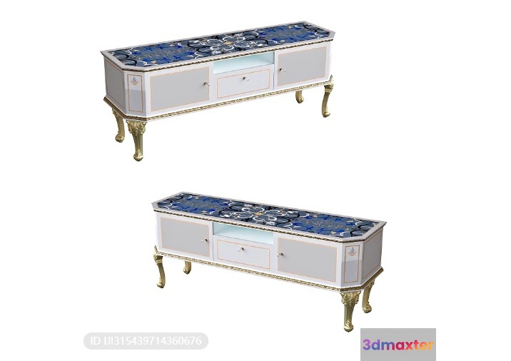 White And Gold Furniture 3D Model - 5437 - VRAY Render
