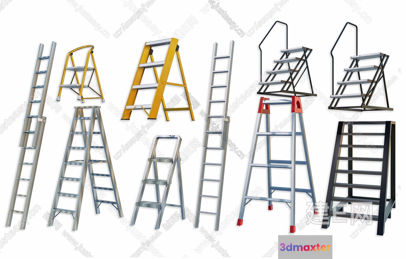 Multiple Ladders 3D Model - 3497 - VRAY Render