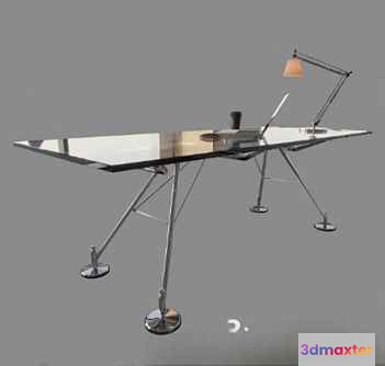 Modern Metal Desk 3D Model - 15592 - VRAY Render