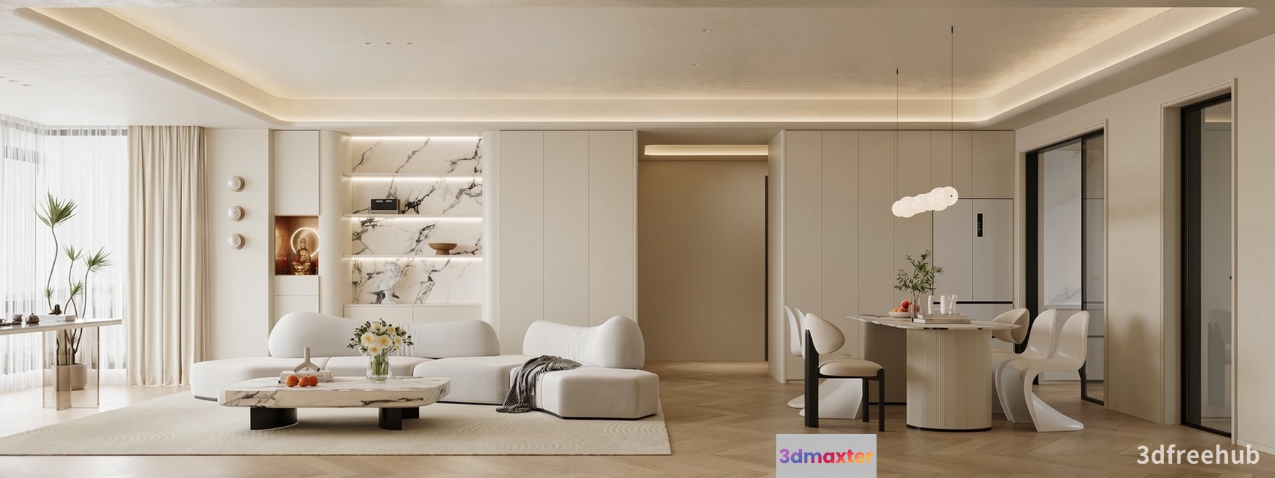 Modern Living Room 3D Model - 3738 - VRAY Render