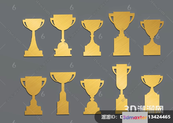 Gold Trophies 3D Model - 7997 - VRAY Render