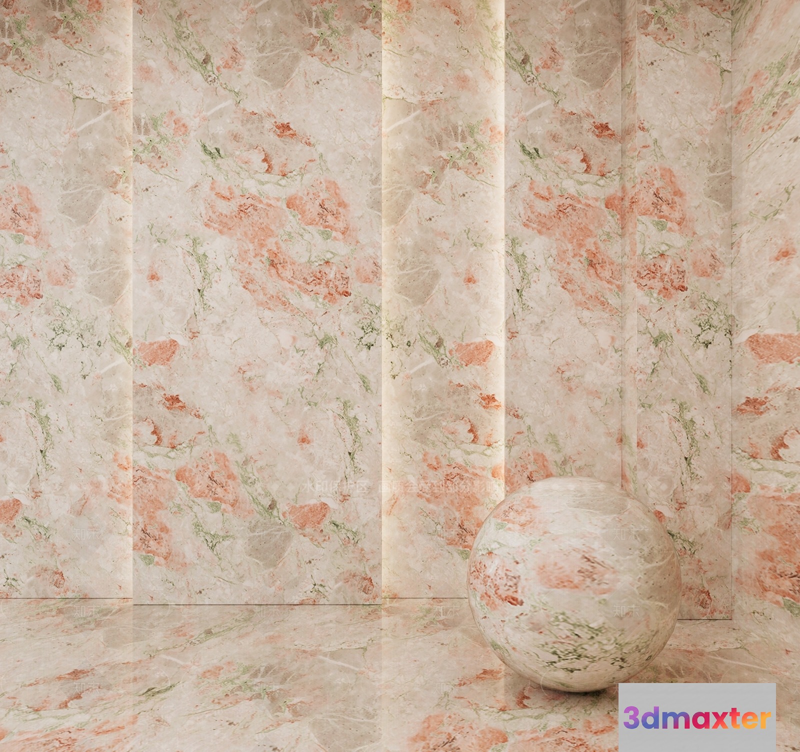 The Main Subject Is A Marble Ball 3D Model - 2554 - VRAY Render