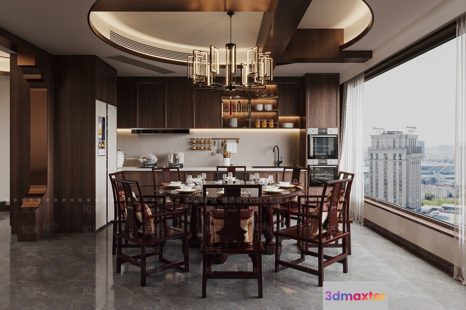A Large Kitchen Table 3D Model - 17579 - VRAY Render