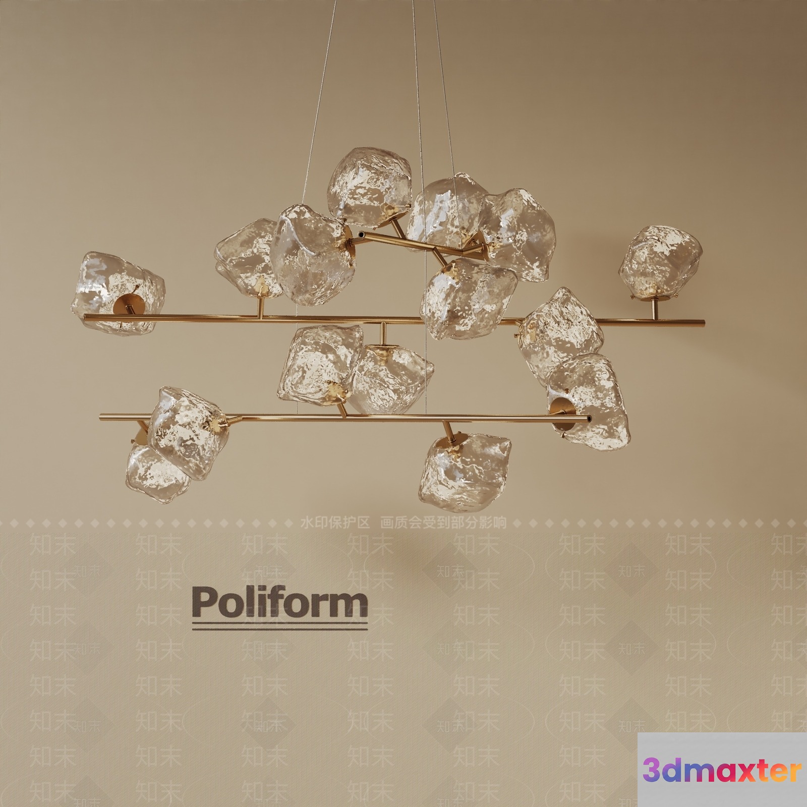 Gold Light Fixture 3D Model - 14733 - VRAY Render