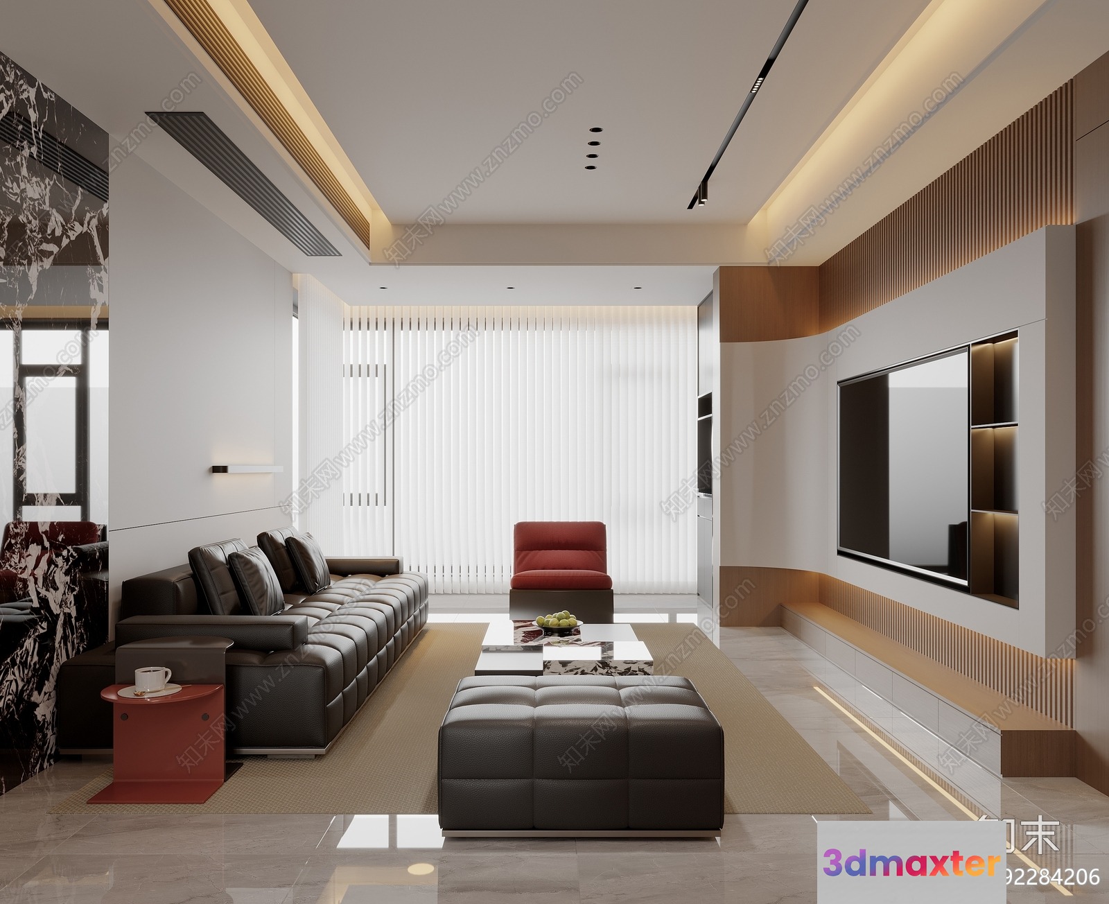 Modern Living Room 3D Model - 6658 - CORONA Render